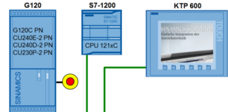 PROGETTO: SINAMICS G: Regolazione di velocità di un G120 (Startdrive) con S7-1200 (TIA-Portal) via PROFINET con Safety Integrated (tramite morsetto) e HMI Figura 1: Collegamento PROFINET