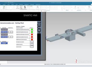VIDEO Dimostrazione Virtual commissioning imp. di smistamento interfaccia TiaPortal PLC S7-1500 – HMI e Siemens NX