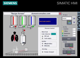 Esempio applicativo: schermata ricetta standard – Con Siemens S7-1500 HMI Simatic TP900 Comfort