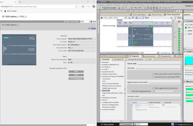 TUTORIAL – Server Web Siemens S7-1200: controllo uscite digitali tramite pagina HTML personalizzata errore https webserver plc 1200 siemens