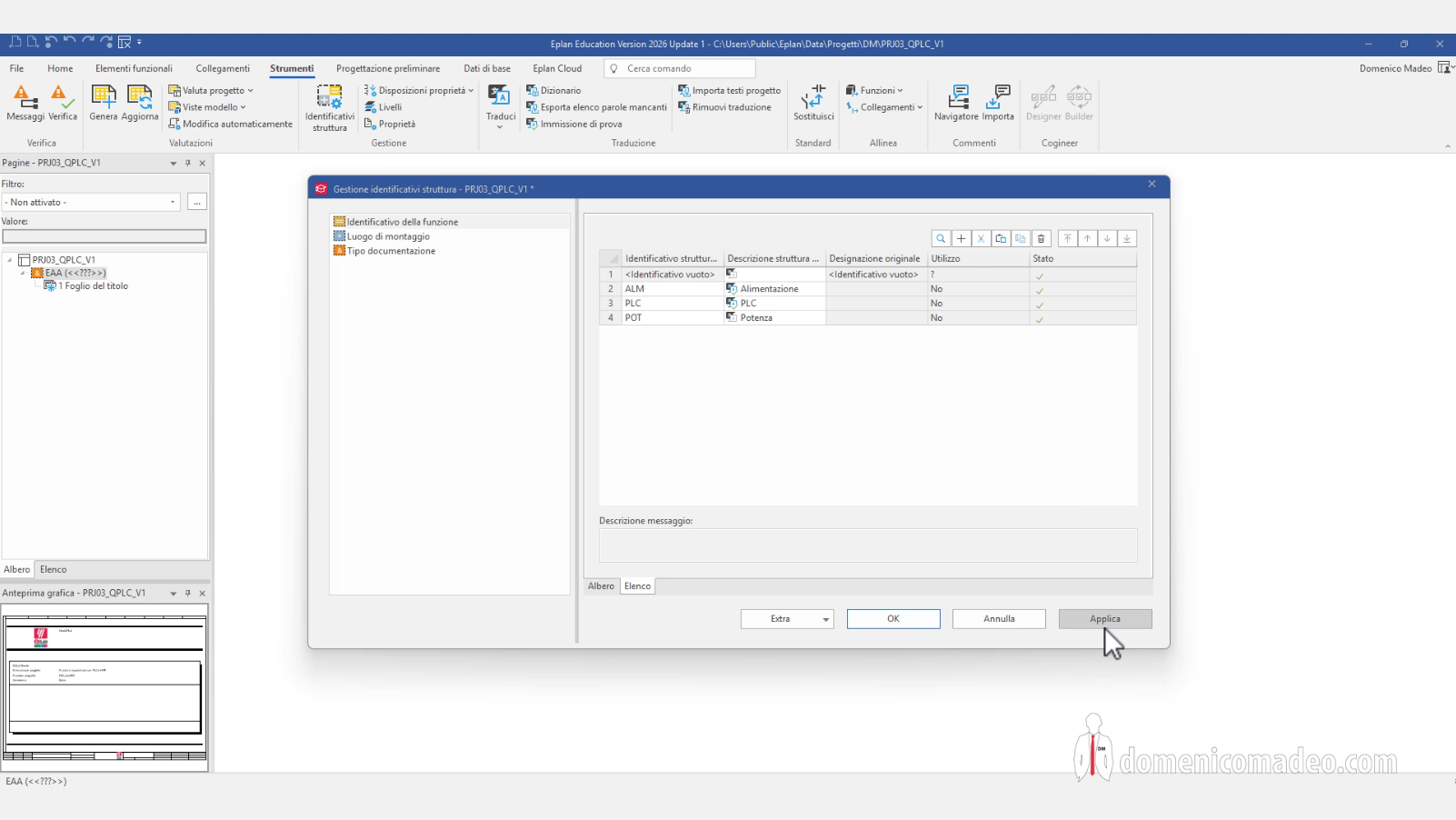 ESE1 Preparazione struttura progetto nastro trasportatore con PLC e HMI