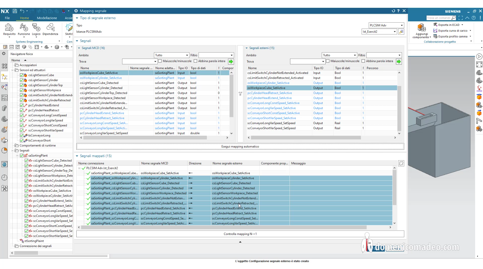 Mappatura segnali mod dinamico Siemens NX-MCD TiaPortal1