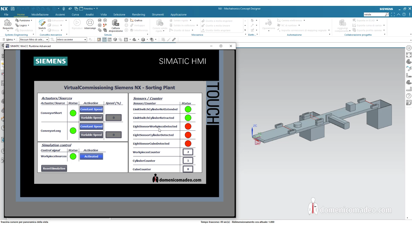 Mappatura segnali mod dinamico Siemens NX-MCD TiaPortal2