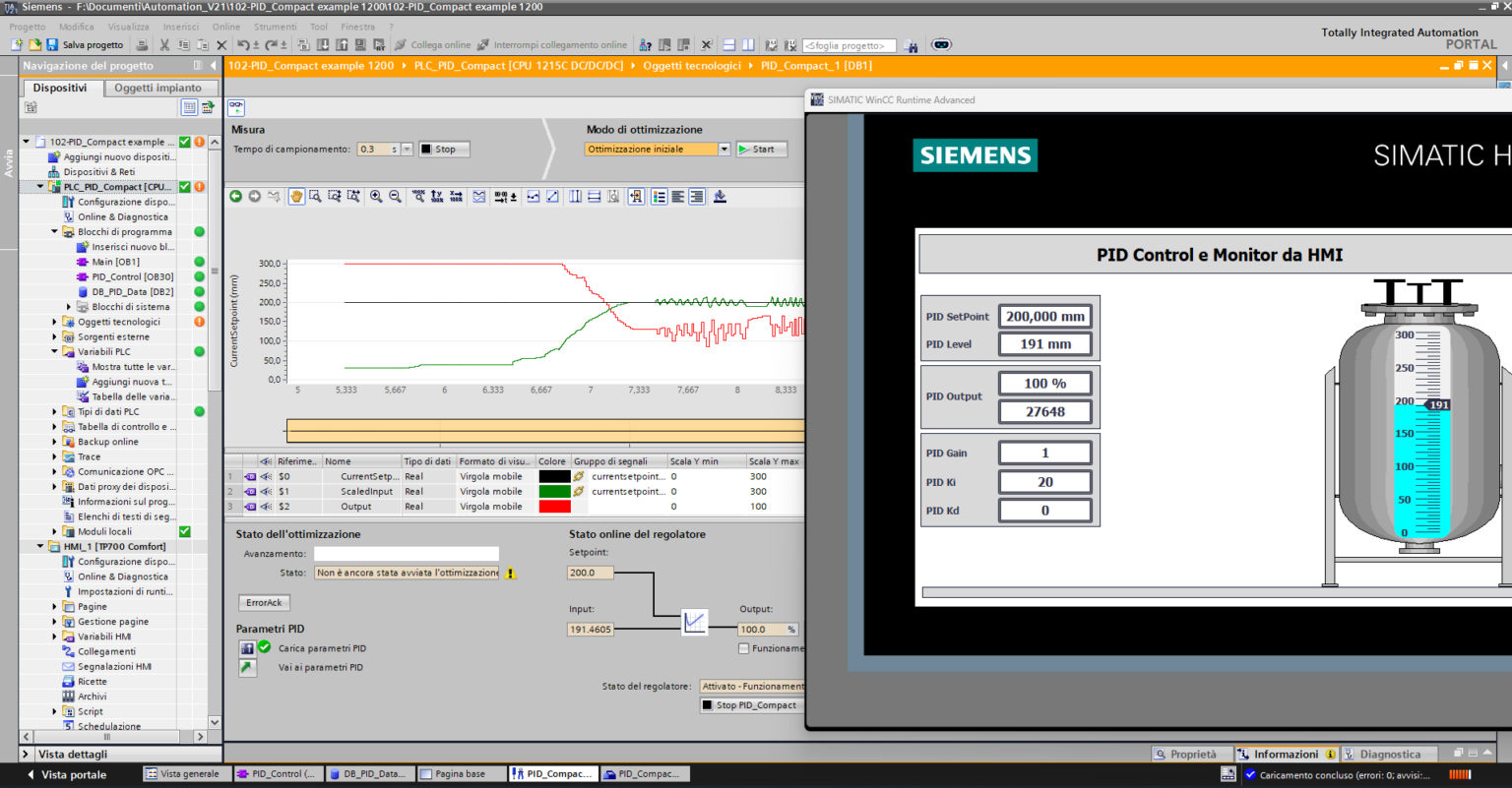 Pid Compact TUTORIAL - PID_Compact in Tia Portal V21 con HMI per controllo livello ...