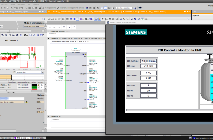TUTORIAL – PID_Compact in Tia Portal V21 con HMI per controllo livello liquidi di una cisterna Controllo di livello con PID Compact in TIA Portal