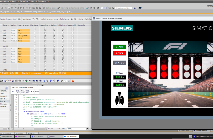 CORSO SCL14B programmazione HMI Siemens TP700 per Semaforo F1 con Elenchi testi, visibilità, conformazione SEMAFORO F1 SCL PLC SIEMENS1