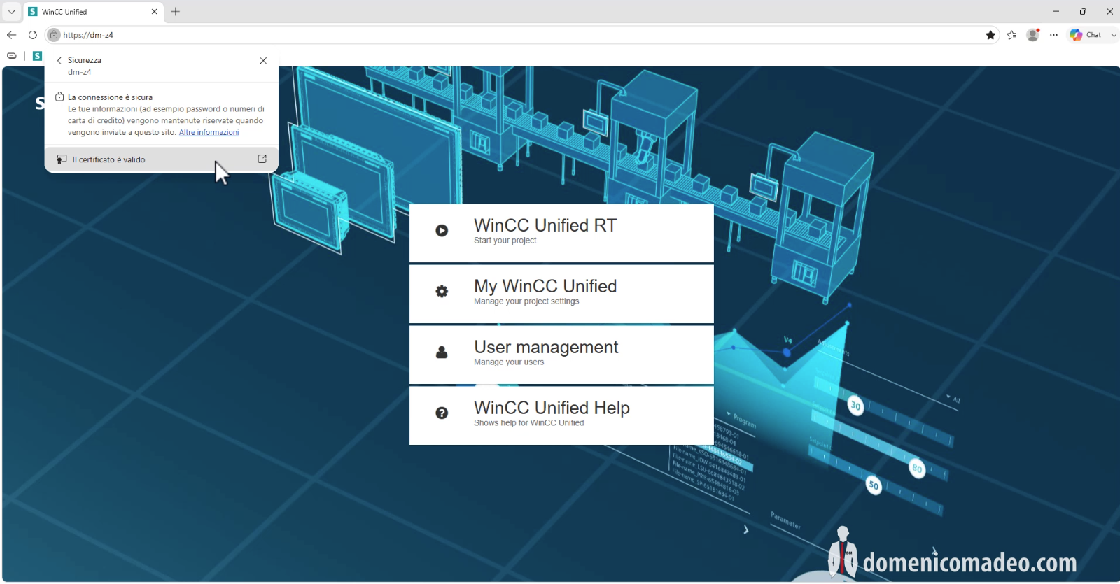 WinCC Unified SCADA V21: certificato HTTPS scaduto