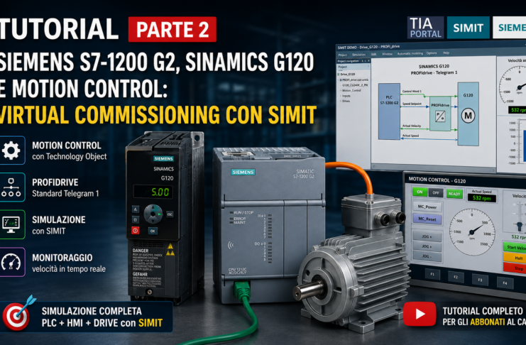 TUTORIAL Part2 – Siemens S7-1200 G2, SINAMICS G120 e Motion Control: Virtual commissioning con SIMIT Siemens S7-1200 G2SINAMICS G120 e Motion Control Virtual commissioning con SIMIT