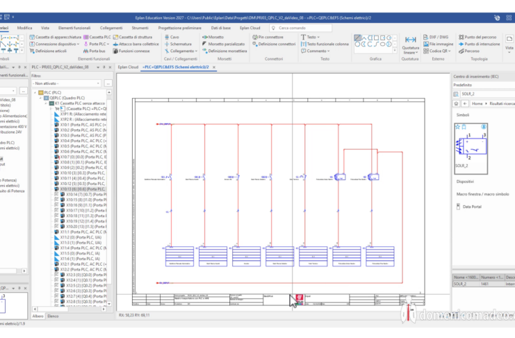 09 Corso EPLAN Education – ESE1 Progettazione struttura Quadro PLC schema moduli INPUT Nastro trasportatore EPLAN Education schema ingressi PLC nastro trasportatore